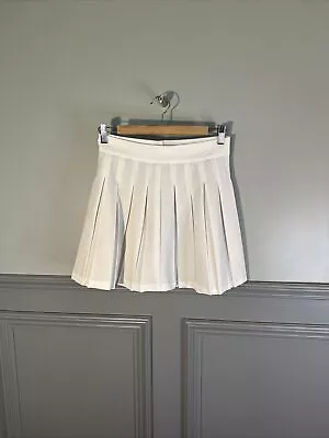 Karl Kani Ivory Tennis Skirt Pleated Lined Cream Coffee M 90’s • £15