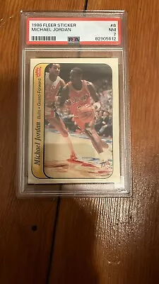 1986-87 Fleer Sticker #8 Michael Jordan PSA 7 NM • $735