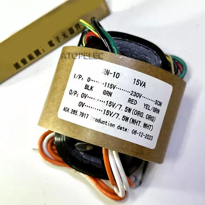 115V/230V 15W R-Core Transformer For Audio Amplifier Preamps DAC 15V+15V • $22.23