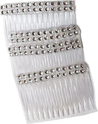 £2.45 • Buy 4 Pack Of Clear Grip Hair Combs Slides 7cm With Diamontie Diamante Effect 