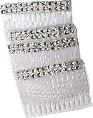 4 Pack Of Clear Grip Hair Combs Slides 7cm With Diamontie Diamante Effect  • £2.55