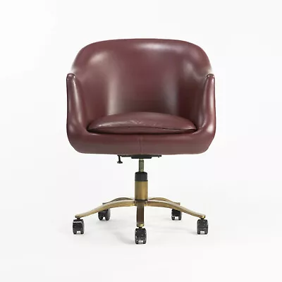 Nicos Zographos Alpha Bucket Desk Chairs With Bronze Base Cordovan Leather 6x • £1025.46