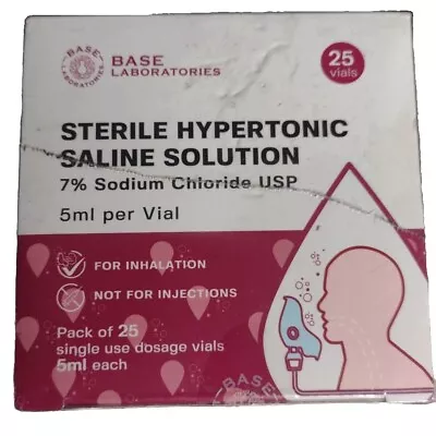 Base Laboratories 25 Vials Sterile Hypertonic Saline Solution 7% Sodium Chloride • £11.88