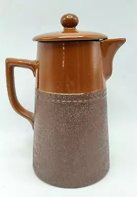 £10 • Buy Vintage Lovatt Langley Pottery Brown Tall Coffee Pot. 2 Pints/1 Qt. Heart On Lid