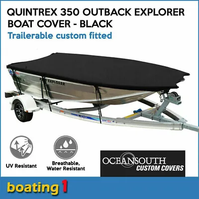 $189.99 • Buy Oceansouth Custom Fitted Boat Cover For Quintrex 350 Outback Explorer - Black 