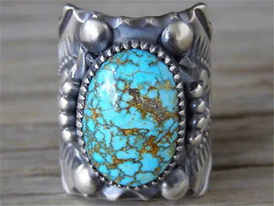 Vintage Silver Simulated Turquoise Stone Ring Tribal Gipsy Boho Jewelry Size 10 • $0.01