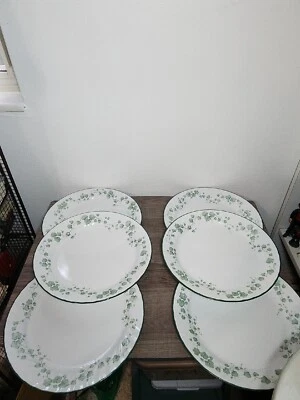 $39.99 • Buy 6 - Vintage Corelle Callaway Ivy Dinner Plates 10¼  Green Ivy Vine W/Swirl Edge 