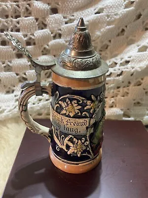 Vintage Western Germany Mini Beer Stein 7 In/19 Cm Made In Germany Pewter Top • $22.95