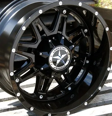 20  Gloss Black Lonestar Outlaw Wheels 20x10 8x170 -25 Ford F250 F350 Excursion • $1061.10