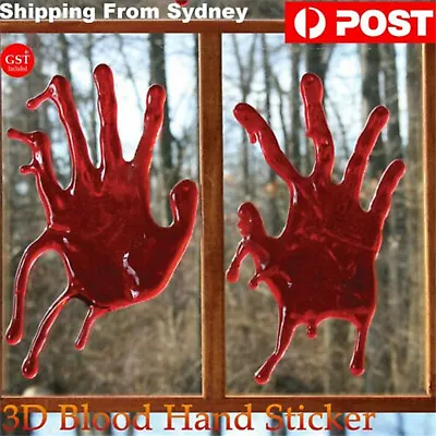 1Pair 3D Blood Hand Window Cling Sticker Halloween Decoration Creepy Decoration • $5.99