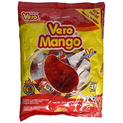 £12.27 • Buy VERO MANGO PALETA 40pieza, Mango Chili Lollipops, Paletas De Mango Mexican Candy