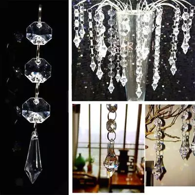 10 Clear Crystal Beads Prisms Drop Hanging Wedding Decor • £5.27