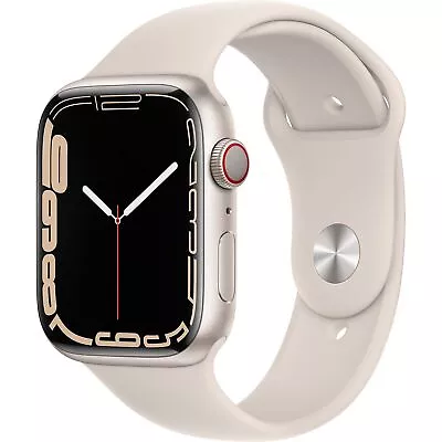 Apple Watch Series 7 45mm (Cellular) Aluminum Starlight Starlight Band - Good • $207.99