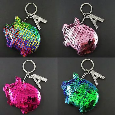 Sequined Pig Personalised Initial Keychain 115mm Select Colour & Initial • $12.95