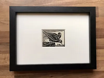 £17 • Buy ‘Jackdaw’- Framed Woodcut Bird By Raphael Nelson, Dated 1940s