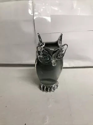 Murano Style Figurine Art Glass Owl Bird Clear Paperweight Sale 5.5 Inch • $29.95