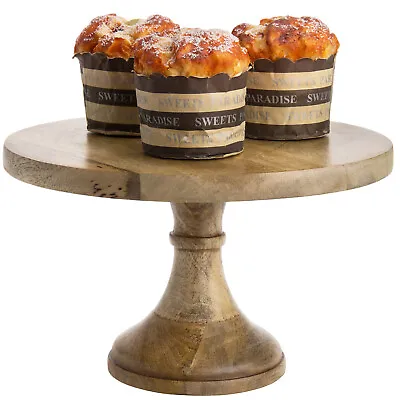 £35.57 • Buy MyGift 10 Inch Solid Mango Wood Round Cake Stand Dessert Pedestal Display Riser