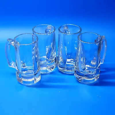 LIBBEY GLASS Beer Mug Steins THUMB REST Rounded Panels 12 Ounce - HEAVY Set Of 4 • $39.97