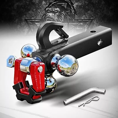 XPE 5 In 1 Trailer Hitch Tri-Ball Mount With Hook & Pin Fits 2  Hitch Receiver • $62.99