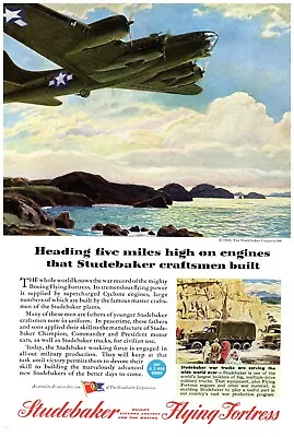 Studebaker Flying Fortress Aerial Buy War Bonds Wartime 1944 Print Ad 6.75 X10  • $10.99