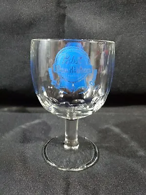 Vintage 6  PABST BLUE RIBBON With Scrolls Dimpled Stemmed Beer Goblet  • $45