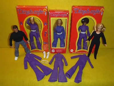1972 Mego Dinah-mite & Boyfriend Don Health Spa Dinah Boxes Purple Jumpsuits Lot • $349.99