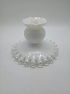 Vtg Silvercrest Fenton Milk Glass Candle Stick 3  Tall No Chips • $2