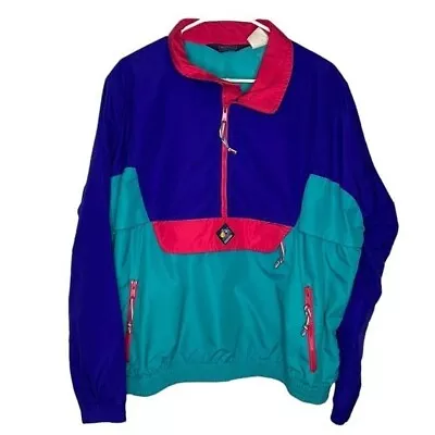 Vintage Woolrich Colorblock Windbreaker Jacket Women's XL Sea Jade Sigmet Gear • $44