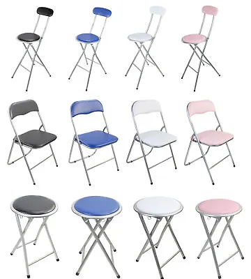 Folding Breakfast Bar Stool Foldable Padded Chair Seat Office Event Garden Party • £19.99