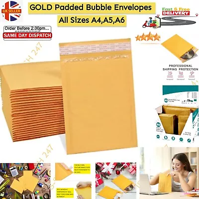 £0.99 • Buy Golden Padded Bubble Envelopes Postal Bag A3 A4 A5 A6 Bubble Wrap Brand Quality