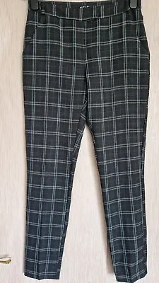 Select Ladies Womens Grey Check Straight Trousers Size 8 • £12.99