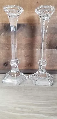 Vintage Pair Of Glass Candle Light Holders Val St. Lambert Copies. 9.75 In Tall • $65