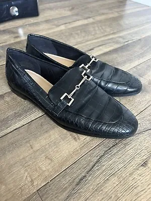 H&M Black Alligator Skin Women’s Loafers Size 6 37  • $14