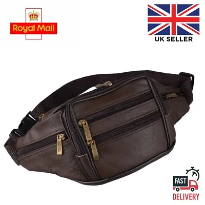 Genuine Real Leather Waist Bag Holiday Money Travel Pouch Belt Wallet Bumbag Uk • £6.85