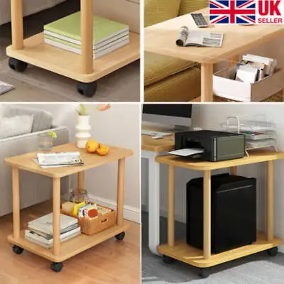 2 Tier Sofa Side Snack Table Coffee End Bedside Table Laptop Desk On Wheels UK • £19.99