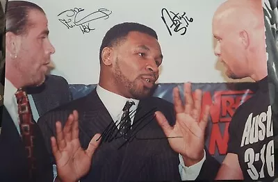 Hbk. Steve Austin & Mike Tyson Attitude Era Picture. Signed. Free Uk Post. • £4.50