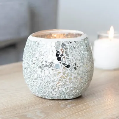 Silver Crackle Small/Large And Pillar Glass Candle/Oil Burners • £9.99