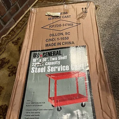 Two Shelf Steel Service Cart 30 In. X 16 In. US General. New In Box Never Opened • $80