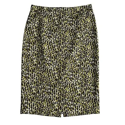 J.Crew No.2 Pencil Skirt Abstract Animal Print 2 Green Knee Length Office • $15