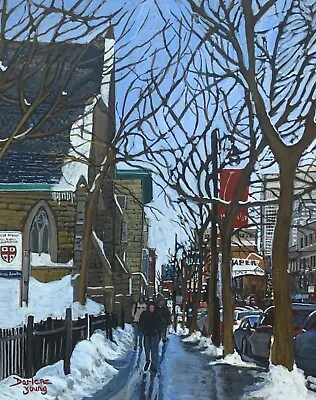 St-Catherine Street Montreal Egg Tempera 8x10 Darlene Young Canadian Artist • $72.70