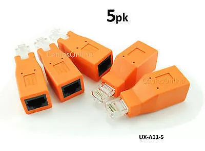 5-PACK Cat6 / Cat5e Ethernet RJ45 Male/Female CrossOver Adapter UX-A11-5 • $22.25