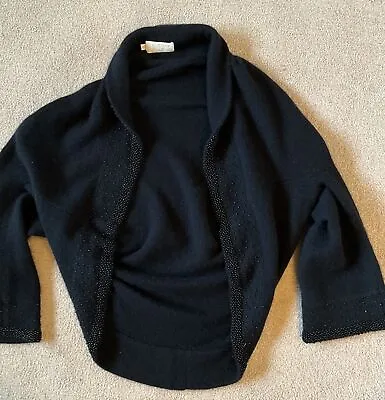 Archive TOAST Size 12/10 Black Lambswool-Angora Maya Shrug/Cardigan/Glass Beads • £85