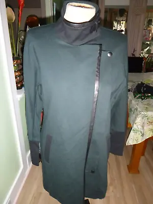 Womans Size Large Cabi  Deep Green/black Multiple Neck Closure Side Pockets Coat • $10.99