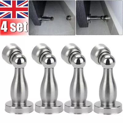 £6.79 • Buy 4x Magnetic Door Stop Holder Catch Stops Hook Wedge Stainless Steel Door Stopper