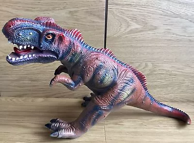 T-Rex Red Toy Soft Rubber Jurassic Tyrannosaurus Dinosaur Action Figure 20” • £7.99