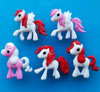 VALENTINE PONIES Craft Buttons Horse Unicorn Pegasus My Little Pony Dress It Up • £2.95