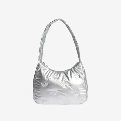 Adidas Puffy Satin Mini Shoulder Bag Silver Metallic • $155.58