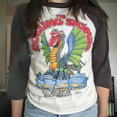 Vintage 1981 Rolling Stones Dragon Raglan T-shirt Florida Concert Van Halen Band • $400