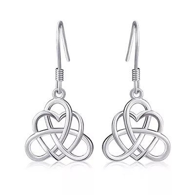 925 Sterling Silver Good Luck Vintage Irish Triquetra Fishhook Celtic Heart L... • $27.86