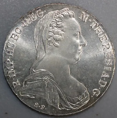 1780 Austria Silver Thaler Restrike Coin Maria Theresia Crowned Imperial Eagle • $34.98